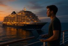 Jovem paga US$ 300 mil por 12 anos de aluguel em um navio-residência que dará a volta ao mundo com todo o conforto de uma cidade flutuante