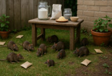 sachês de mistura caseira para eliminar ratos posicionados em cantos de parede