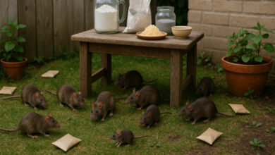 sachês de mistura caseira para eliminar ratos posicionados em cantos de parede