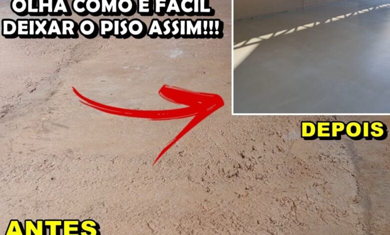 Porcelanato sem assentar placa: pedreiro usa cimento autonivelante, resina e gasta cerca de R$ 1.437 para deixar piso rústico liso e brilhante em 53 m².