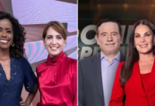 Âncoras do Fantástico e Domingo Espetacular. Fotos: Globo e Record
