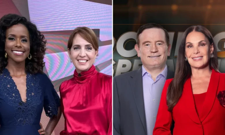Âncoras do Fantástico e Domingo Espetacular. Fotos: Globo e Record
