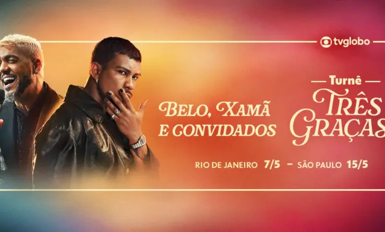 Turn&ecirc; Tr&ecirc;s Gra&ccedil;as com Belo e Xam&atilde;. Foto: Divulga&ccedil;&atilde;o/Globo