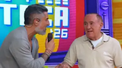 Marcos Mion e Renato Aragão no Caldeirão. Foto: Divulgação