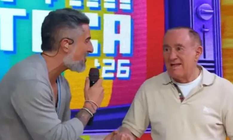 Marcos Mion e Renato Aragão no Caldeirão. Foto: Divulgação